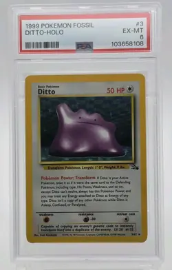 1999 Pokemon Fossil Ditto Holo Rare 3/62 PSA 6 EX - Image 3