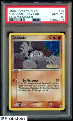 2006 Pokemon EX Legend Maker #53 Geodude Reverse Holo Foil PSA 10 GEM MINT - Image 1