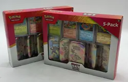 Pokemon TCG 151 MEW EN 5-Pack Mini Tin Boxes SEALED ARTSET Magenton/Meowth - Image 1