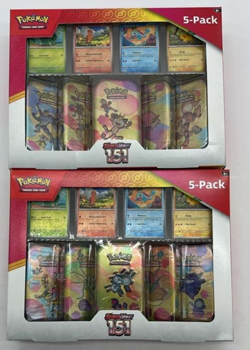 Pokemon TCG 151 MEW EN 5-Pack Mini Tin Boxes SEALED ARTSET Magenton/Meowth - Image 3