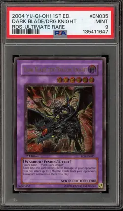 Yu-Gi-Oh! Dark Blade The Dragon Knight 1st Edition Ultimate Rare RDS-EN035 PSA 9 - Image 1