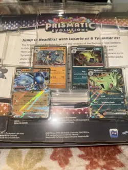 Pokemon Prismatic Evolutions Lucario Tyranitar ex Premium Collection Stamp Promo - Image 1