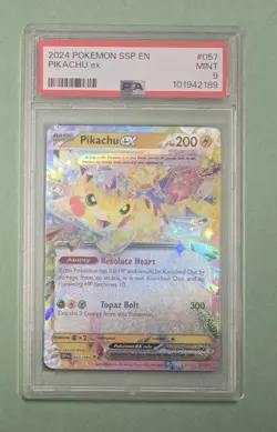 Pokemon TCG: Surging Sparks Pikachu ex 057/191 Double Rare PSA 9 - Image 1
