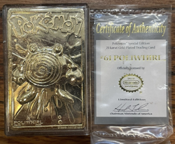 POKEMON Poliwhirl #61 23k Gold Plated Card Vintage 1999 Burger King Promo COA - Image 2