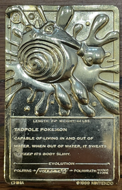 POKEMON Poliwhirl #61 23k Gold Plated Card Vintage 1999 Burger King Promo COA - Image 3