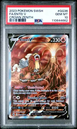 2023 Pokemon SWSH Crown Zenith #GG36 FA/Entei V PSA 10 GEM MINT - Image 1