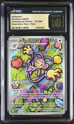 Pokemon Ambipom IR Illustration Rare 107/094 Phantasmal Flames CGC 10 PRISTINE - Image 1