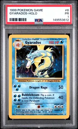 1999 POKEMON GAME #6 GYARADOS-HOLO PSA 1 - Image 1