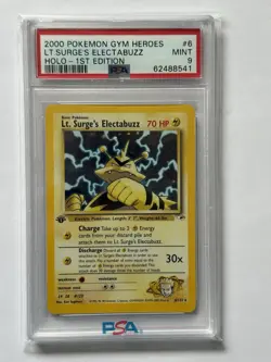 2000 Pokemon Gym Heroes Lt. Surge's Electabuzz Holo Rare 1st Ed #6 PSA 9 - Image 1