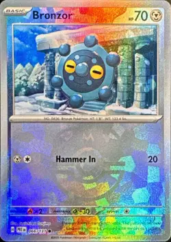 Bronzor (Master Ball Pattern) 066/131 Holo SV: Prismatic Evolutions Pokemon NM - Image 1