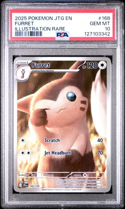 2025 POKEMON JTG EN-JOURNEY TOGETHER ILLUSTRATION RARE #168 FURRET PSA 10 - Image 1