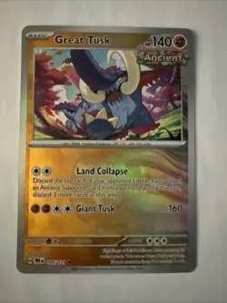 Great Tusk (Master Ball Pattern) 055/131 SV: Prismatic Evolutions Pokemon NM - Image 1