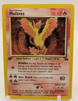 Moltres 12/62 - Fossil 1st Edition - Pokemon Card DMG - Image 1