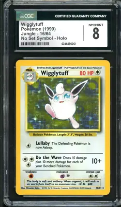 CGC 8 NM/MINT Wigglytuff Jungle 16/64 NO SYMBOL ERROR Holo Rare Pokemon Card psa - Image 1