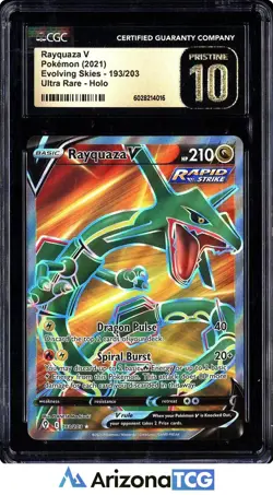 Pokemon 2021 Rayquaza V 193 Rapid Strike Holo Evolving Skies BLACK LABEL CGC 10 - Image 1
