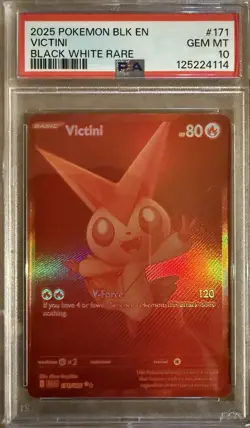 Pokemon Victini BWR 171/086 Black Bolt Red Holo English Edition PSA 10 - Image 1