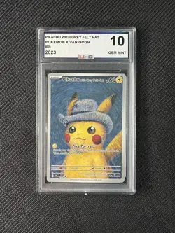 2023 Pokemon Van Gogh Pikachu With Grey Felt Hat Black Star Promo #085 Graad 10 - Image 1