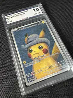 2023 Pokemon Van Gogh Pikachu With Grey Felt Hat Black Star Promo #085 Graad 10 - Image 2