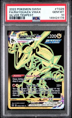 2022 POKEMON SWORD & SHIELD SILVER TEMPEST #TG29 FULL ART/RAYQUAZA VMAX PSA 10 - Image 1
