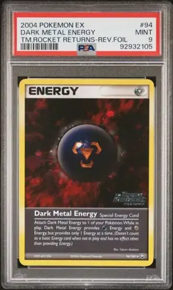 2004 POKEMON EX TEAM ROCKET RETURNS 94 DARK METAL ENERGY-REVERSE FOIL PSA 9 - Image 1