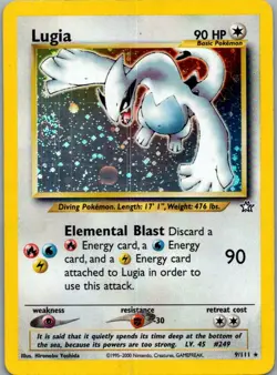 Lugia 9/111 Holo Rare Neo Genesis Pokemon Unlimited Holo Damaged - Image 1