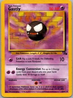 Gastly 33/62 Uncommon Fossil Pokemon Unlimited Heavily Played - Image 1