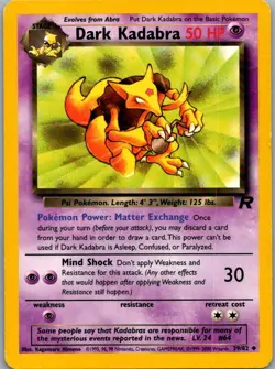 Dark Kadabra 39/82 Uncommon Team Rocket Pokemon Unlimited Moderately Played 2 - Image 1