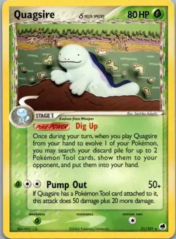 Quagsire 21/101 Rare Dragon Frontiers Pokemon Moderately Played 1 - Image 1