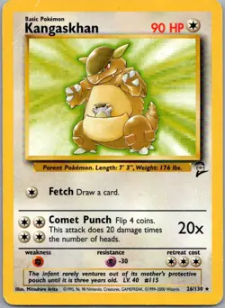 Kangaskhan 26/130 Rare Base Set 2 Pokemon Damaged - Image 1