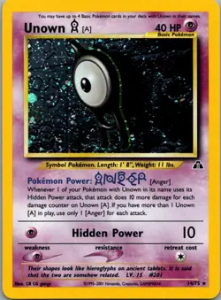 Unown [A] 14/75 Holo Rare Neo Discovery Pokemon Unlimited Holo Lightly Played - Image 1