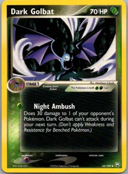 Dark Golbat 34/109 Uncommon Team Rocket Returns Pokemon Lightly Played - Image 1