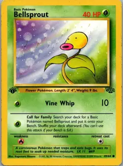 Bellsprout 49/64 Common Jungle Pokemon 1st Edition Moderately Played - Image 1