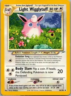 Light Wigglytuff 54/105 Uncommon Neo Destiny Pokemon Unlimited Lightly Played - Image 1