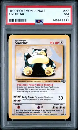 1999 POKEMON JUNGLE #27 SNORLAX PSA 7 - Image 1
