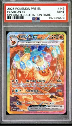 2025 POKEMON PRISMATIC EVOLUTIONS SPECIAL ILLUSTRATION RARE FLAREON EX PSA 9 - Image 1
