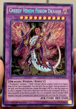 Yugioh Greedy Venom Fusion Dragon FUEN-EN010 Secret Rare 1st Ed NM/VLP w/Track - Image 1