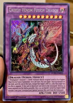 Yugioh Greedy Venom Fusion Dragon FUEN-EN010 Secret Rare 1st Ed NM/VLP w/Track - Image 2