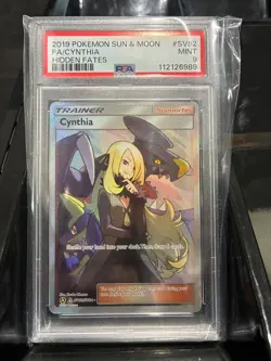 PSA 9 MINT - FULL ART TRAINER CYNTHIA Card SV82/SV94 Pokemon TCG Hidden Fates - Image 1