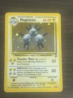 Pokemon TCG Magneton Base Set 2 Holo Rare Card 9/130 LP Condition Swirl Holo - Image 1