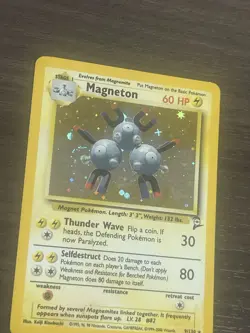 Pokemon TCG Magneton Base Set 2 Holo Rare Card 9/130 LP Condition Swirl Holo - Image 3