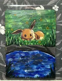 Pokemon Custom Art Eevee Pokemon Card Altered Single Standard Size Trading Card - Image 1