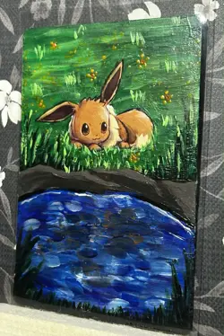 Pokemon Custom Art Eevee Pokemon Card Altered Single Standard Size Trading Card - Image 2