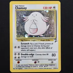 Pokemon Chansey 3/130 Base Set 2 Holo Rare WOTC Vintage MP - Image 1