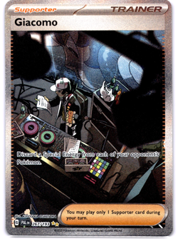 Pokemon TCG Giacomo 267/193 Paldea Evolved Trainer Holo Rare Near Mint - Image 1