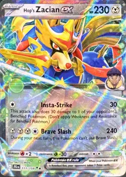 Pokemon Hop's Zacian ex 111 Double Rare - Journey Together - NM - Image 1