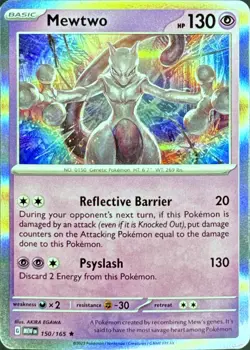 Pokemon TCG Mewtwo 150/165 - Holo Rare - 151 - NM - Image 1