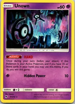 POKEMON UNOWN 91/214 RARE LOST THUNDER NM/M - Image 1