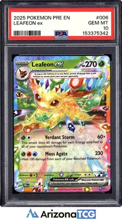 Pokemon 2025 Leafeon ex 006/131 Tera Prismatic Evolutions GEM MINT PSA 10 - Image 1