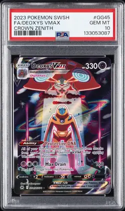 2023 POKEMON SWORD & SHIELD CROWN ZENITH #GG45 FULL ART/DEOXYS VMAX PSA 10 - Image 1