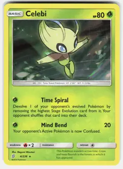 Celebi 4/236 Holo Rare Unified Minds Pokemon Holo Lightly Played - Image 2
